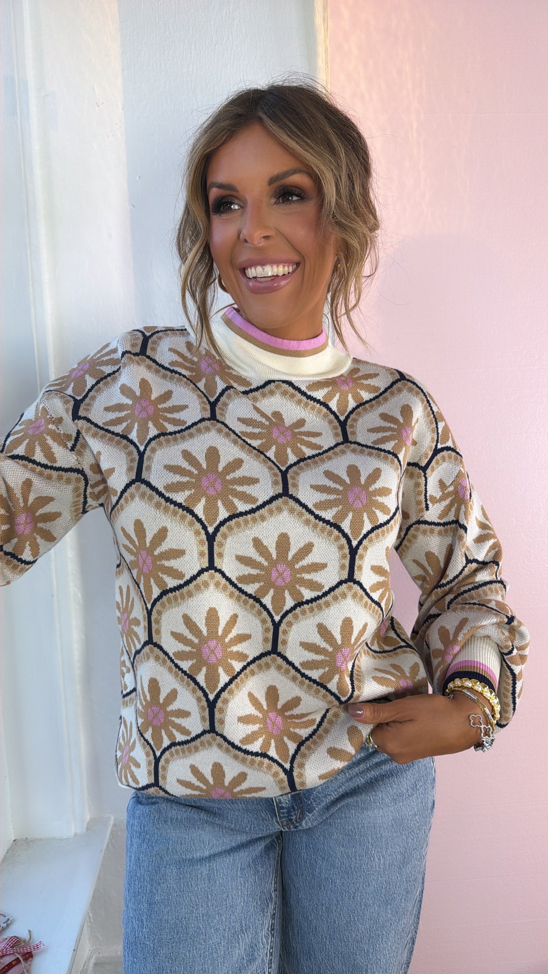 Meadow Hue Sweater, Cream Multi