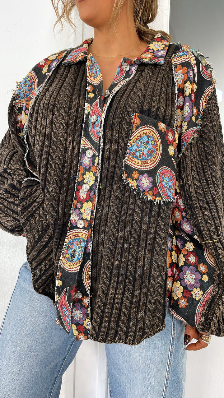 Celestial Paisley Cardigan, Black Multi