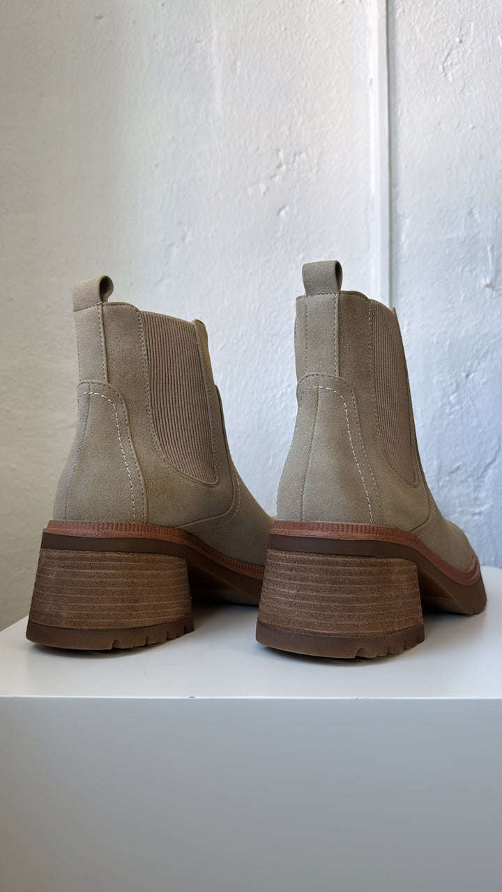 Amber Suede Lug Sole Bootie, Sand