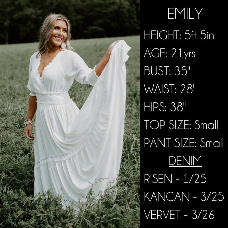 Meet Emily Size Chart