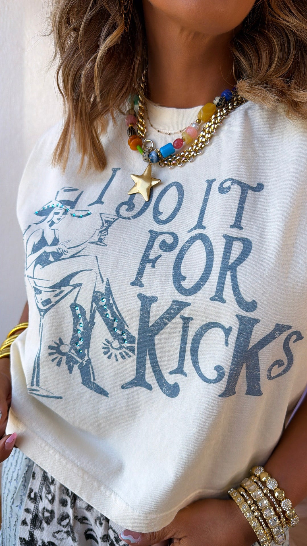 I Do It For Kicks Muscle Tank, Cream