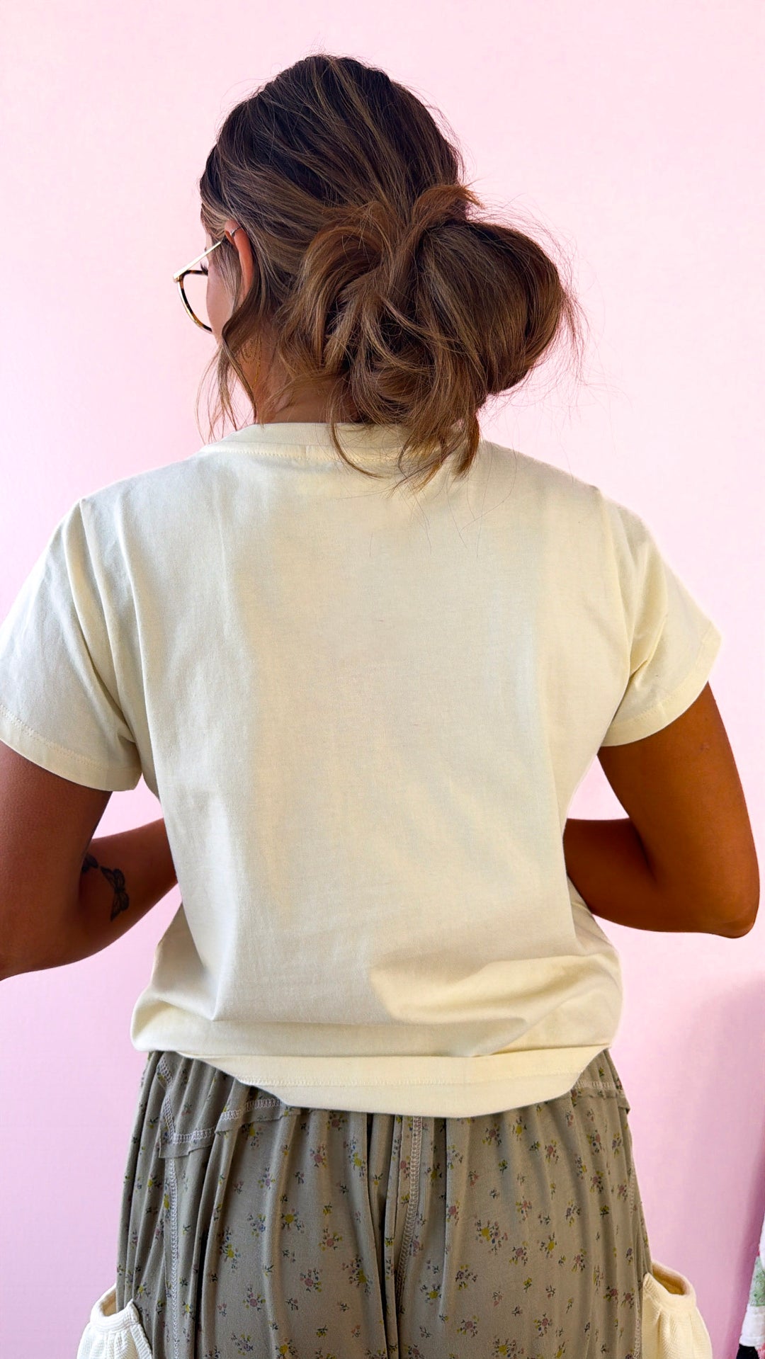 Beachy Patch Tee, Butter/Pink