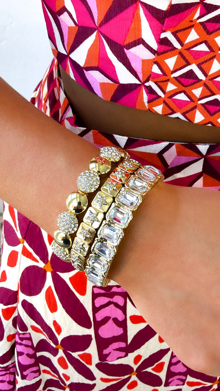 Radiant Gold Crystal Bracelet Stack