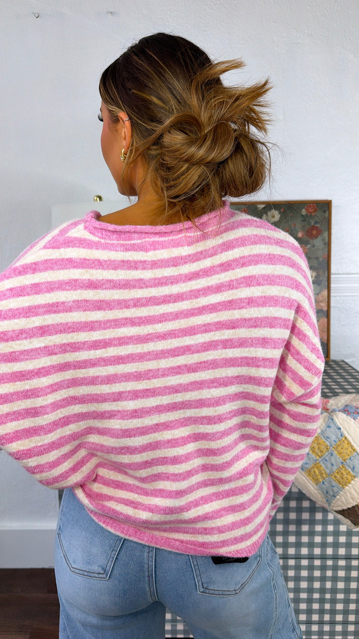 Sweet Stripe Cardigan, Bubblegum