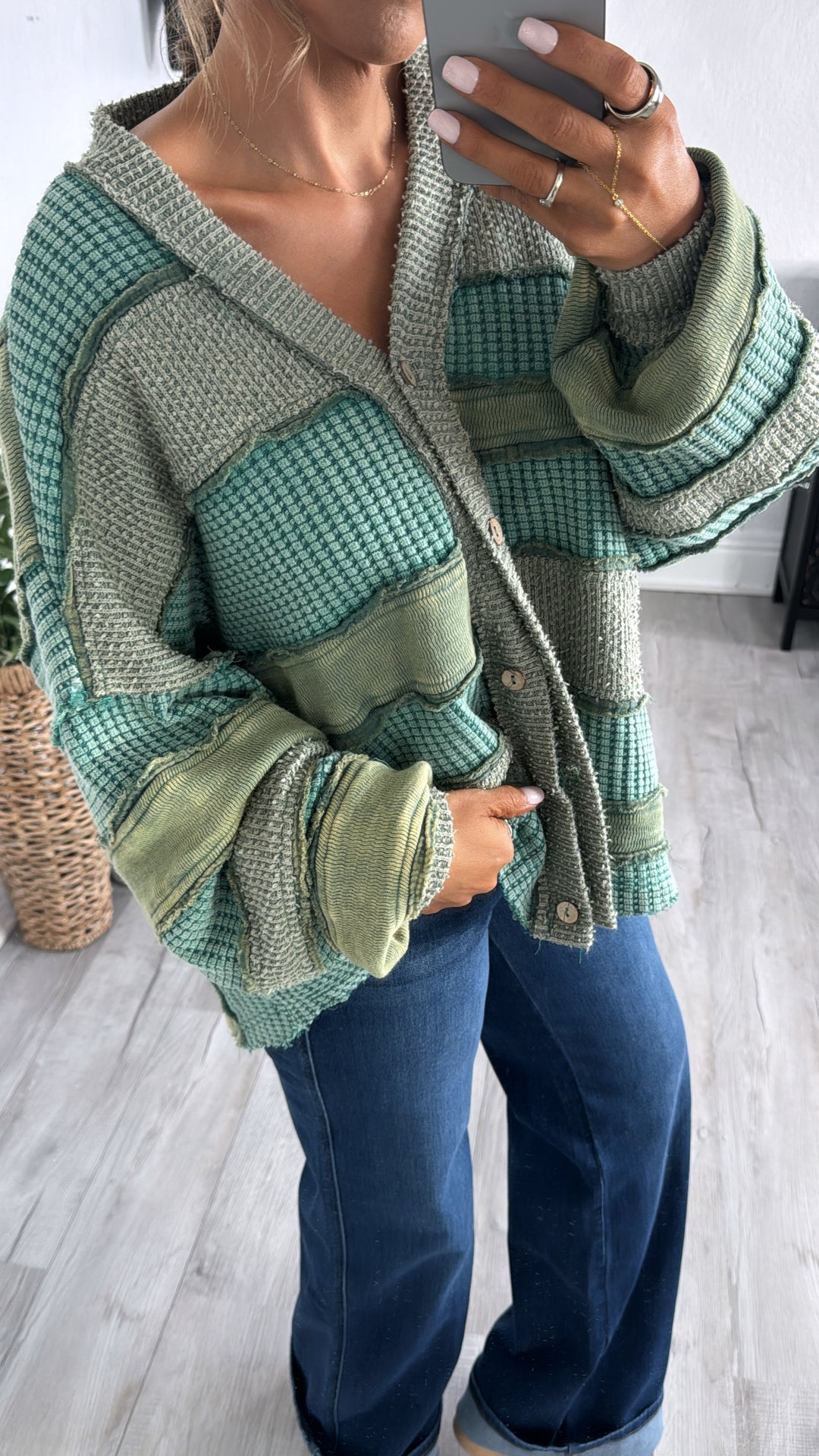 Lilou Vintage Cardigan, Green Combo