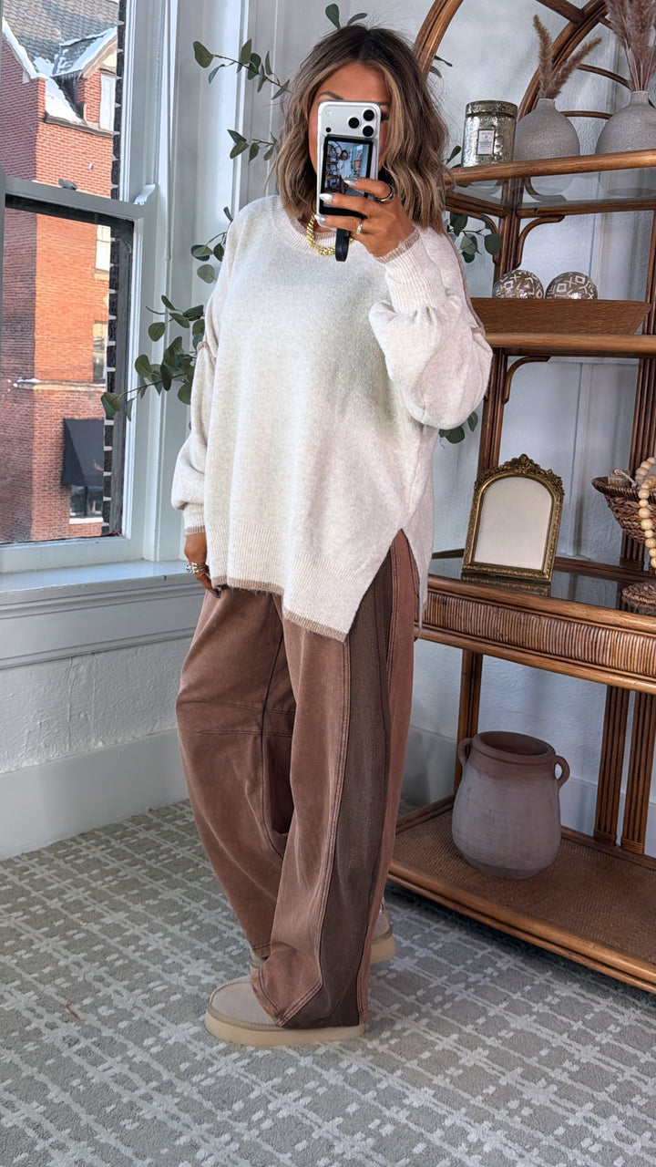 Wear Around Oversized  Cozy Sweater, Oatmeal