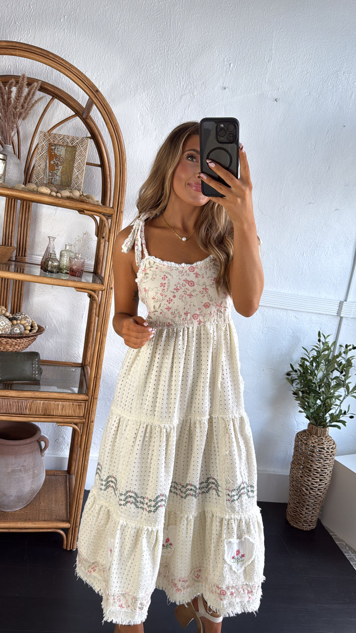 Fallin Florals Maxi Dress, Cream