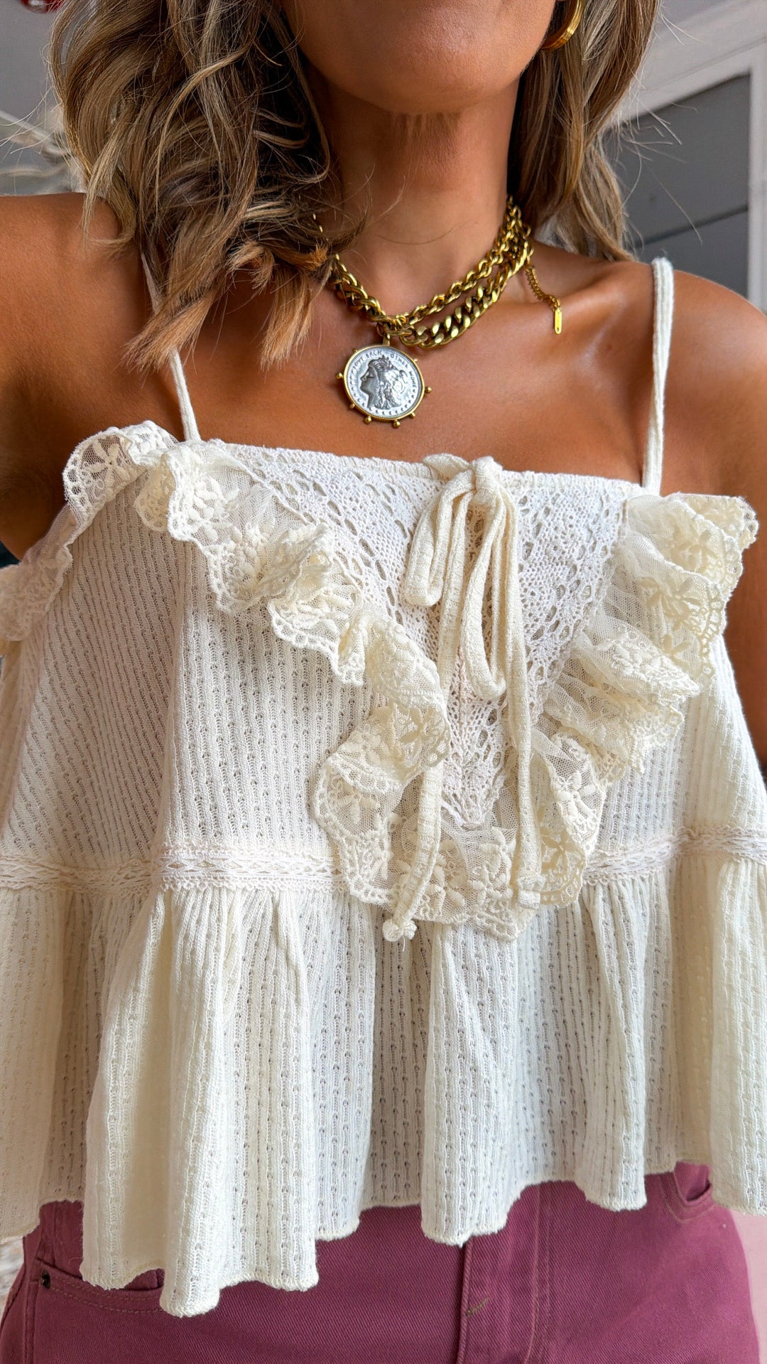 Remi Tie Tank Top, Natural