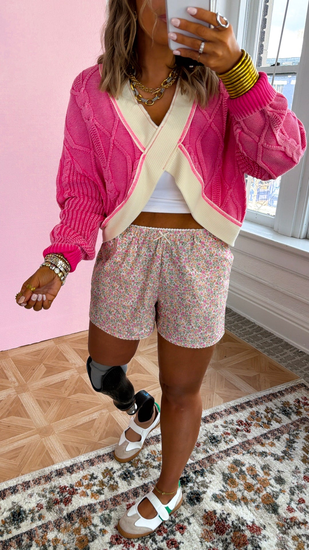 Texture Criss Cross Top, Hot Pink