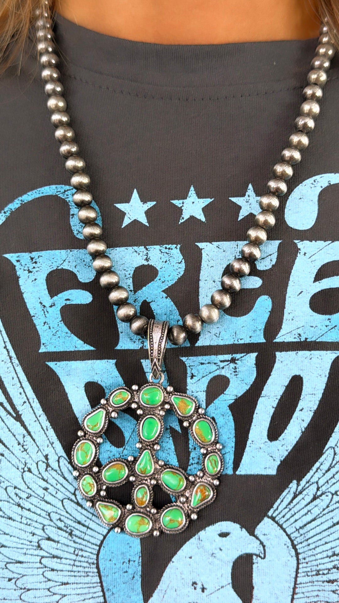 Beaded Pearl Turquoise Necklace