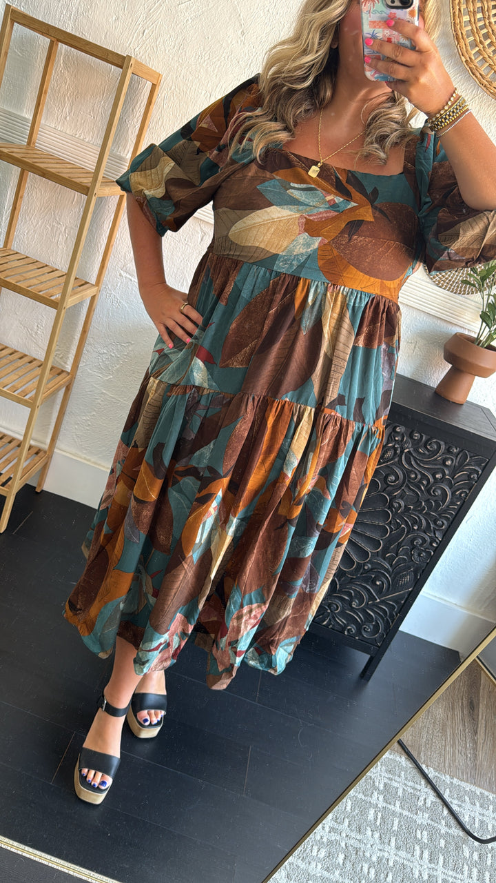 Dress To Impress Printed Maxi Dress, Teal
