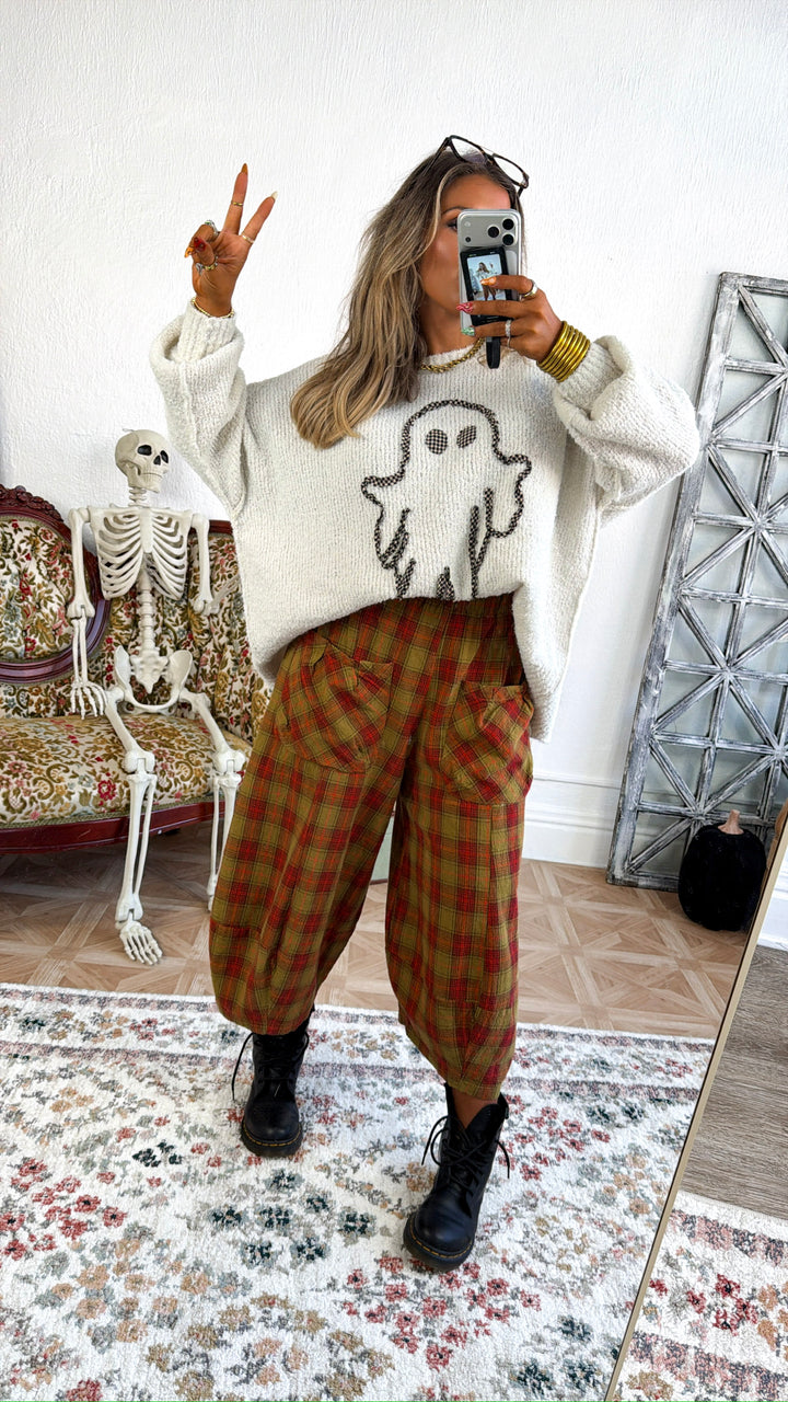 Ghostly Gingham Sweater, Ivory