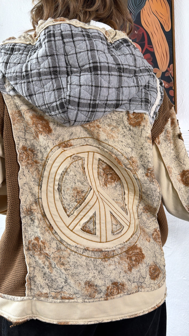 Golden Loom Patterned Jacket, Toasted Almond