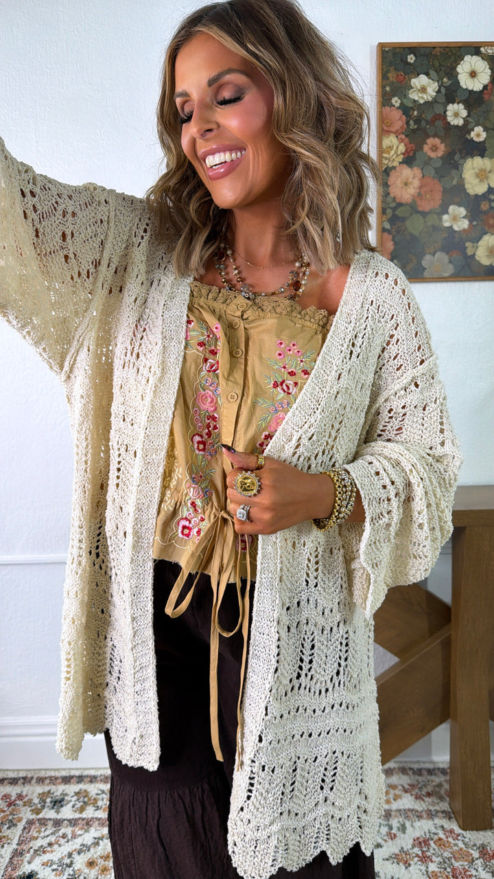 Sunwoven Knit Cardigan, Natural