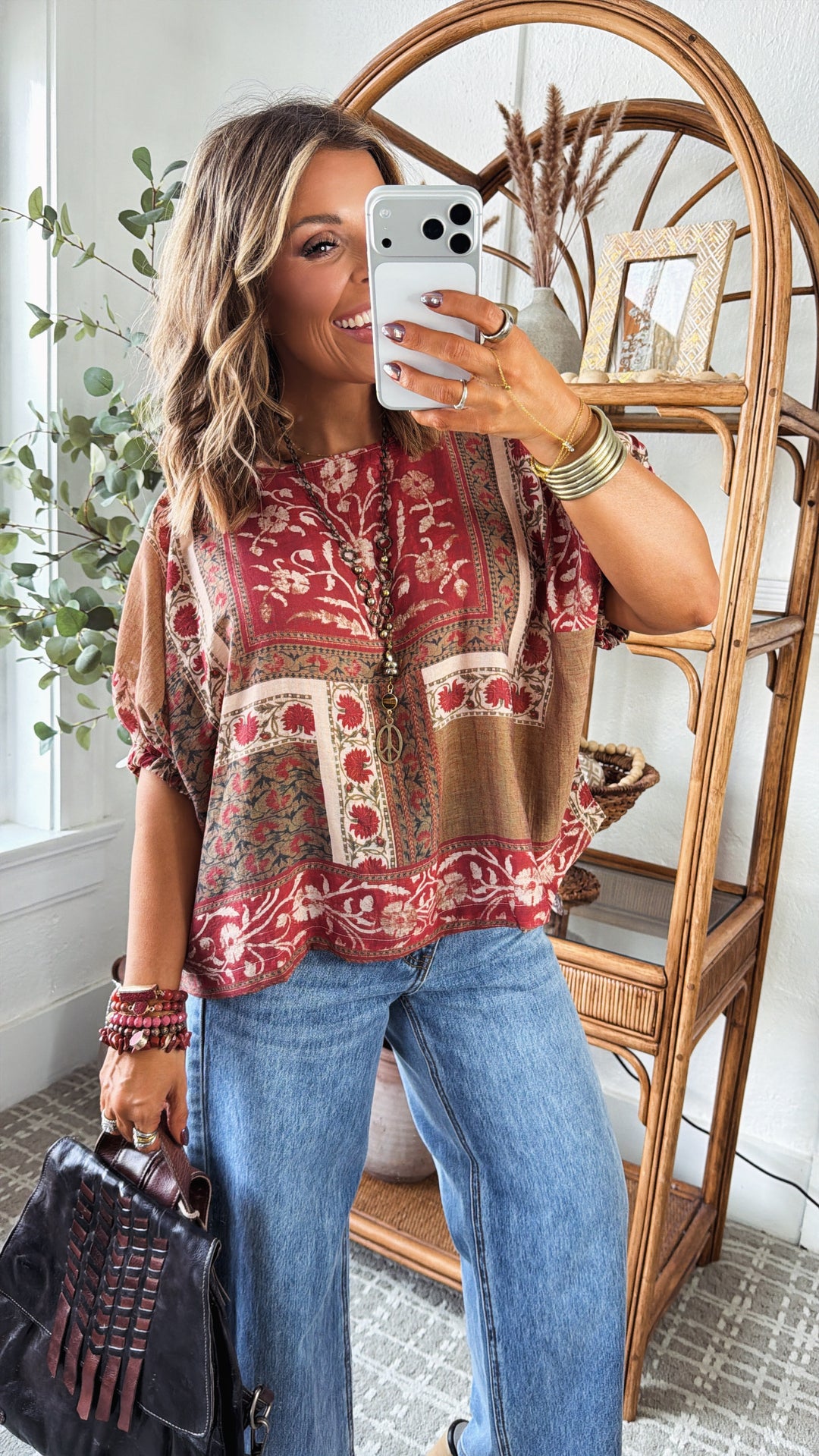 Redwood Muse Blouse, Antique Red