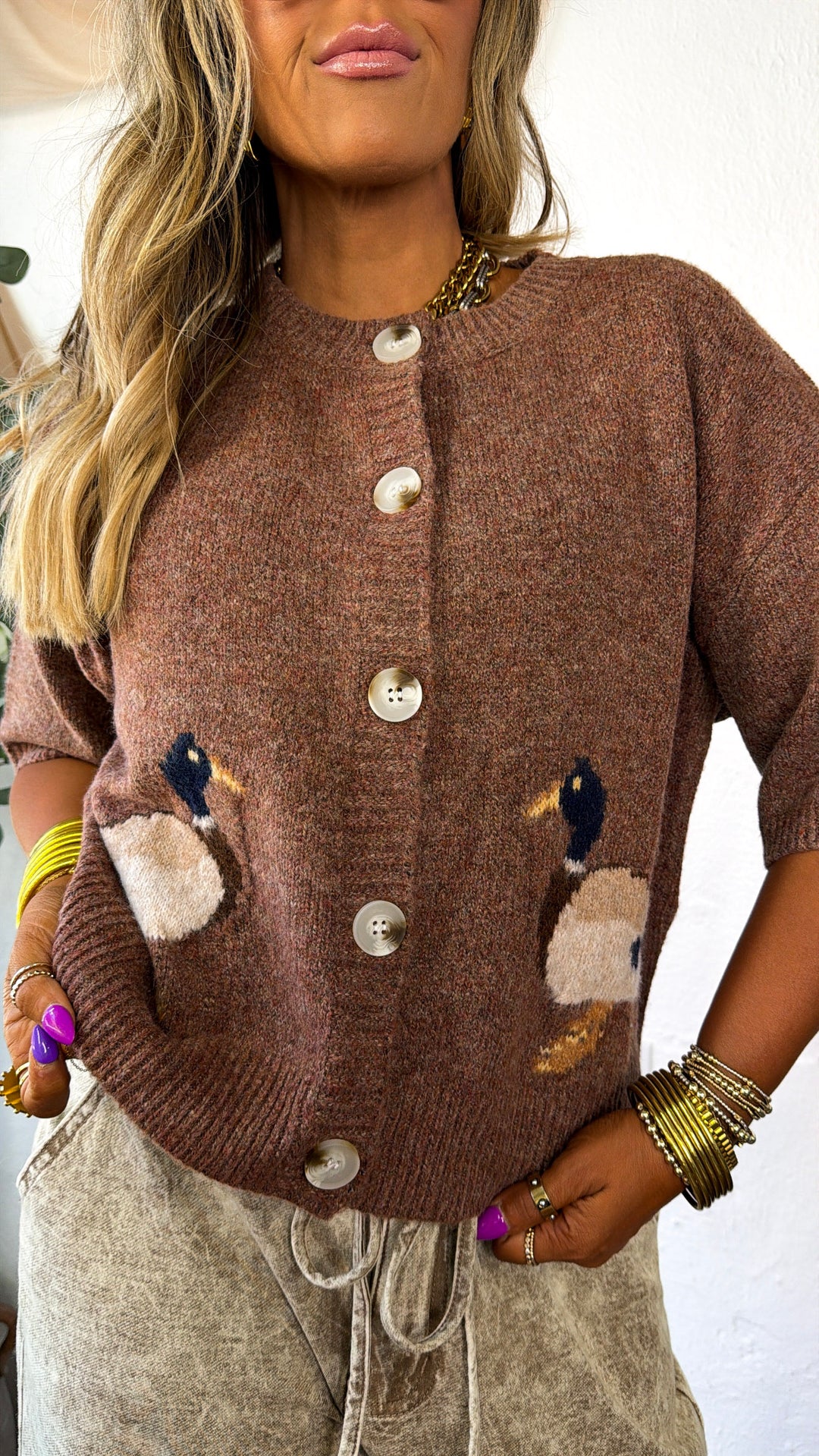 Mallard Girl Knit Top, Burlwood
