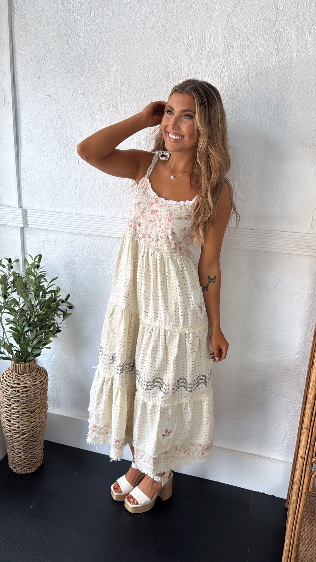Fallin Florals Maxi Dress, Cream