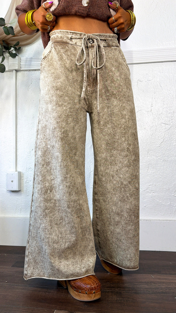 Relaxed Drawstring Pants, Dusty Choco