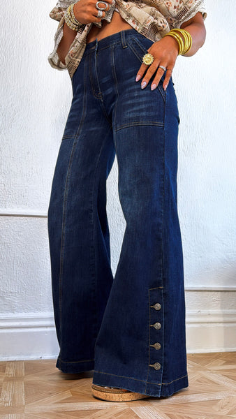Kai Wide Leg Slit Denim, Dark – Everyday Chic Boutique