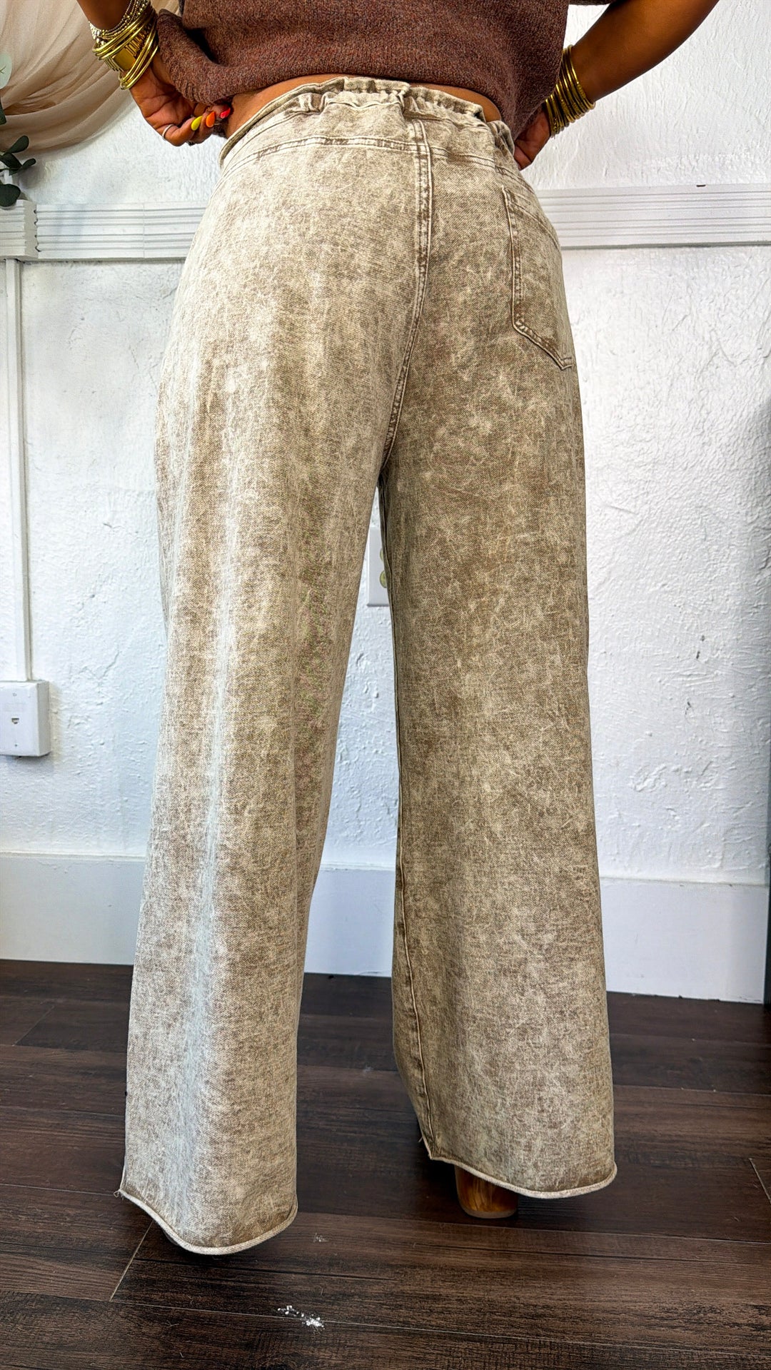 Relaxed Drawstring Pants, Dusty Choco