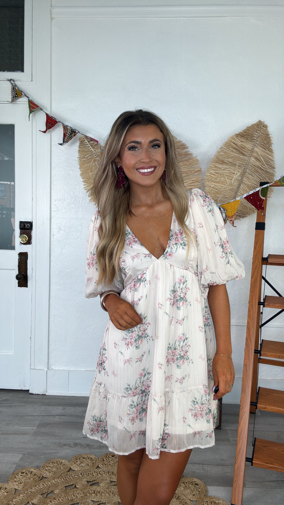 Dalia Floral Dress, Cream Multi