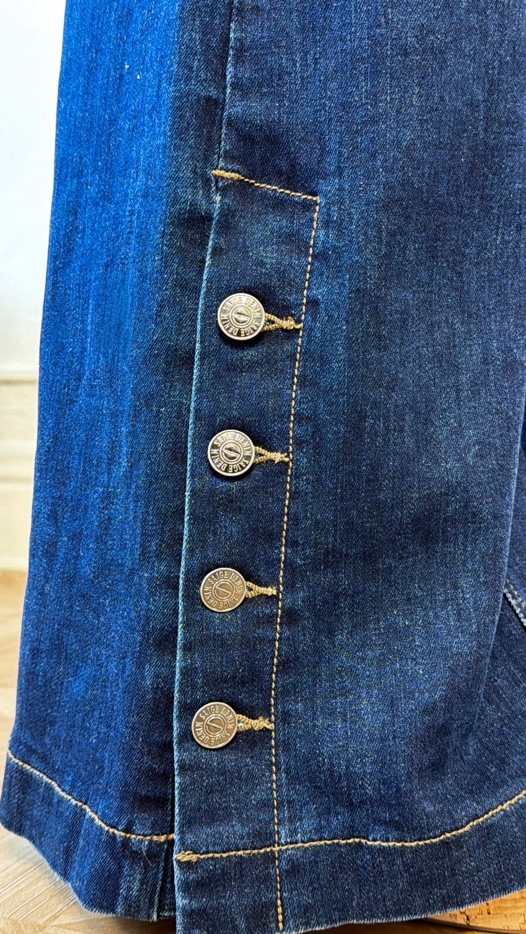 Kai Wide Leg Slit Denim, Dark