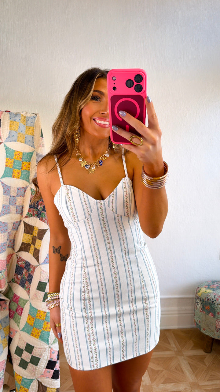 Warm Breeze Mini Dress, White/LT.Blue