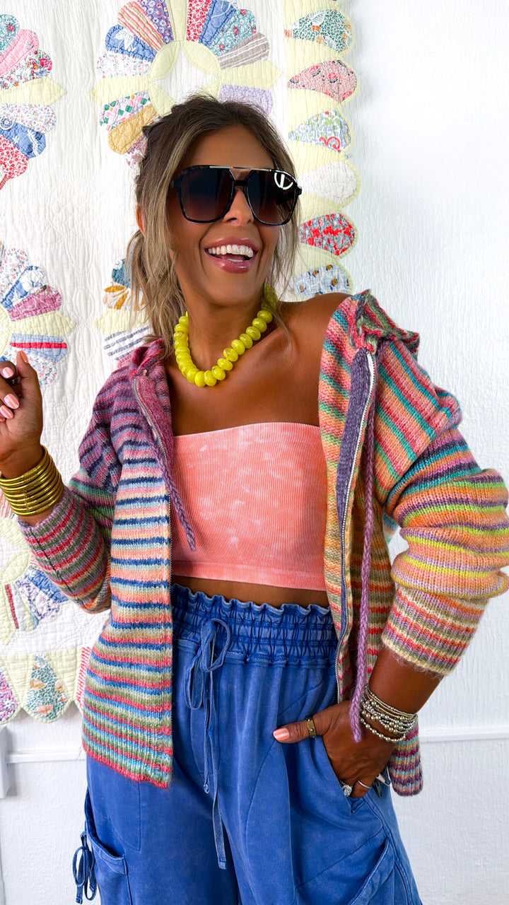 All I Ask Stripe Sweater, Sky/Purple
