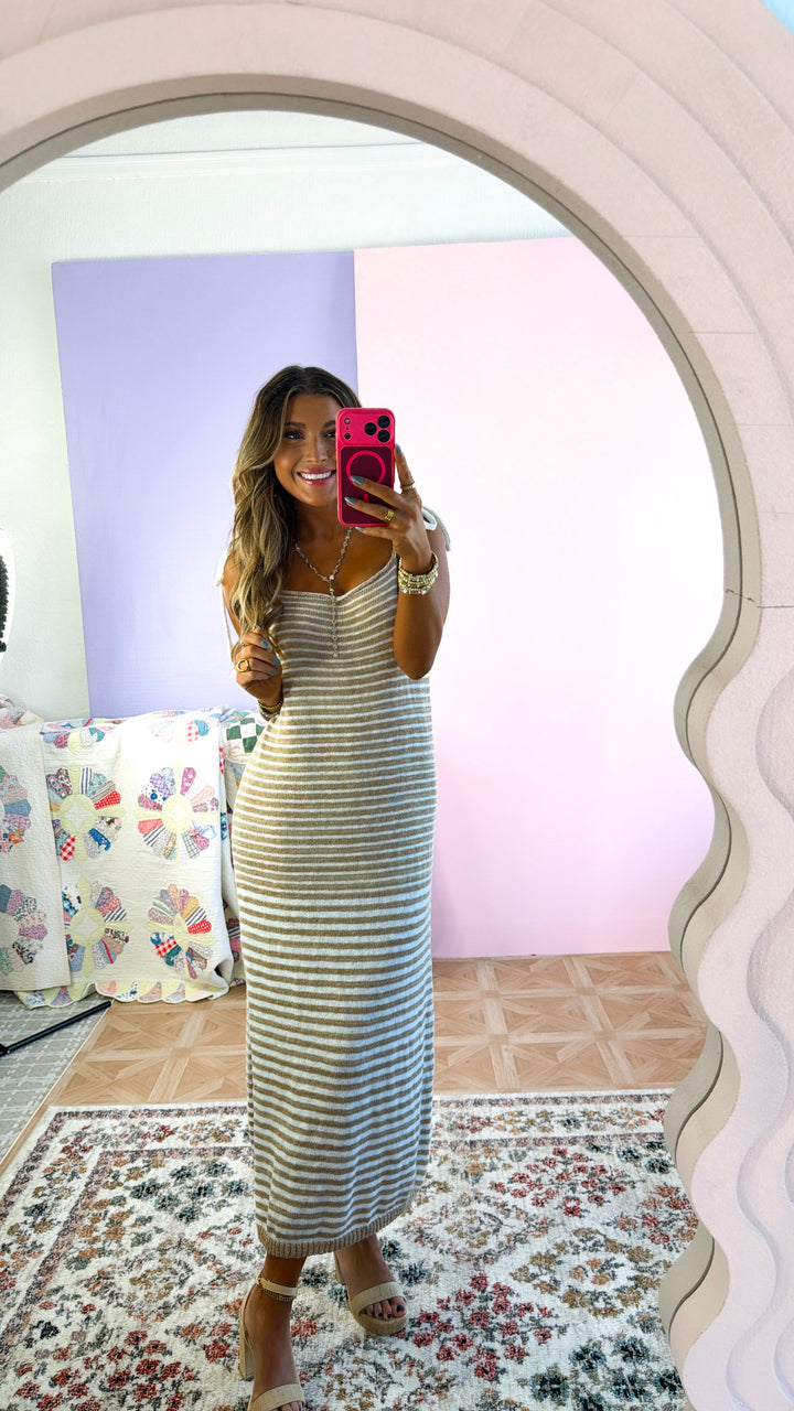 Picture Perfect Midi Dress, Taupe/ White