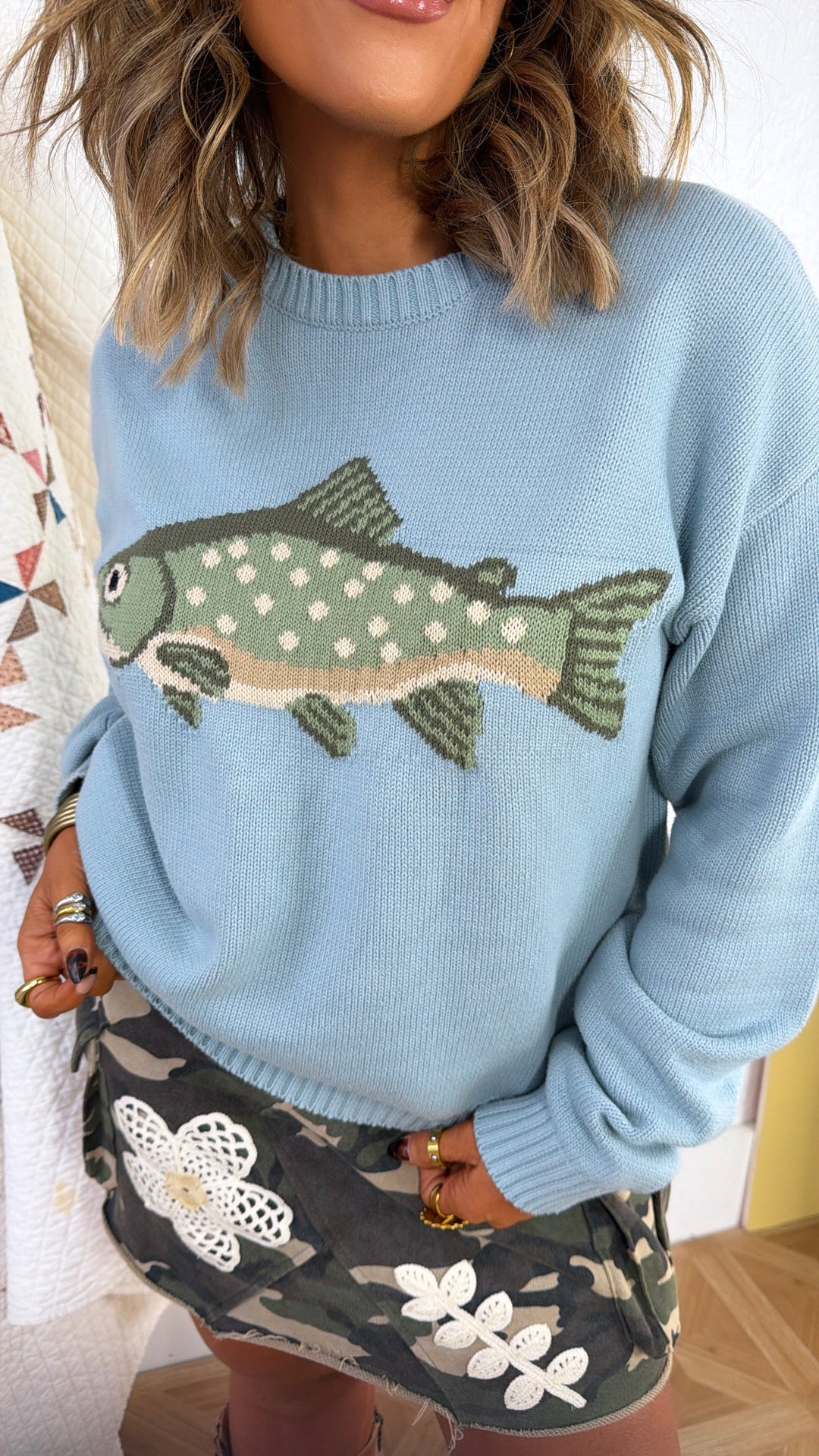 Fin & Tide Sweater, Light Blue