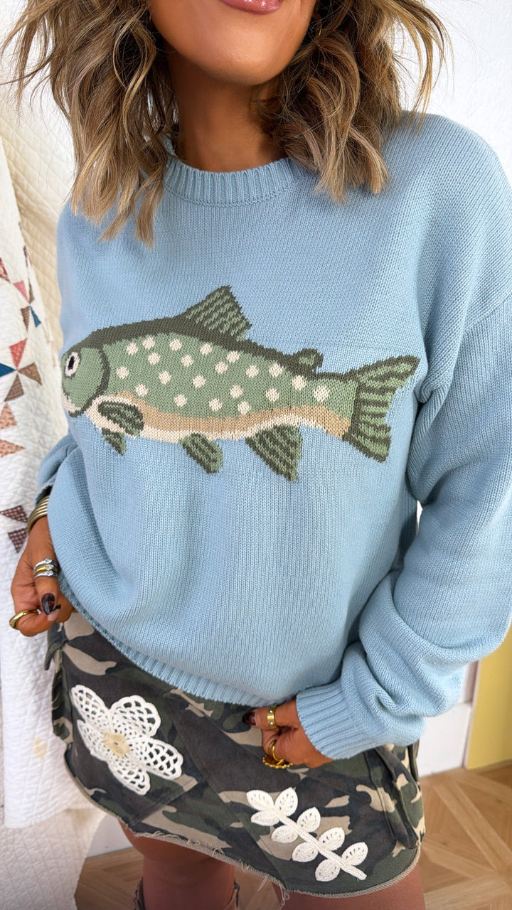 Fin & Tide Sweater, Light Blue