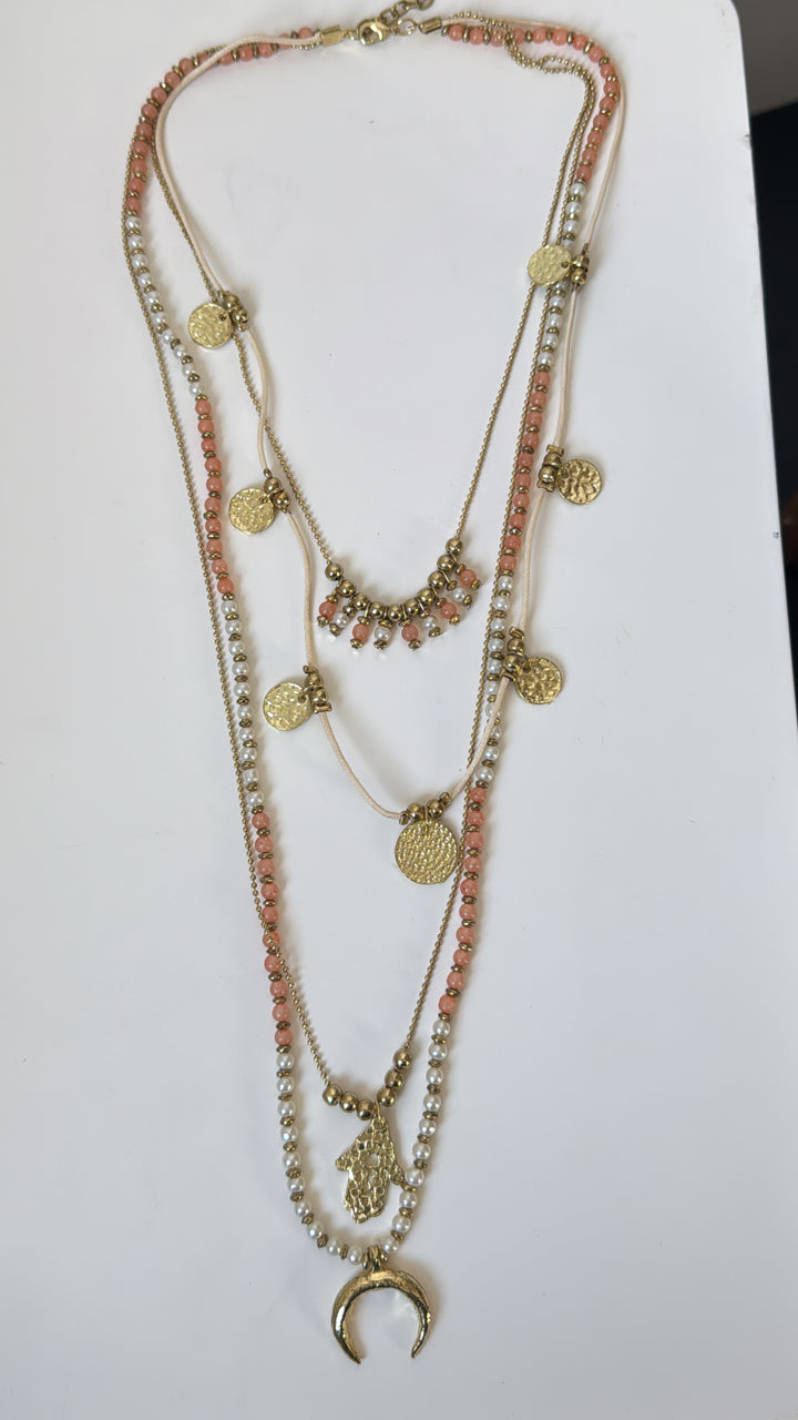 Poem Song Necklace, Coral/Pearl