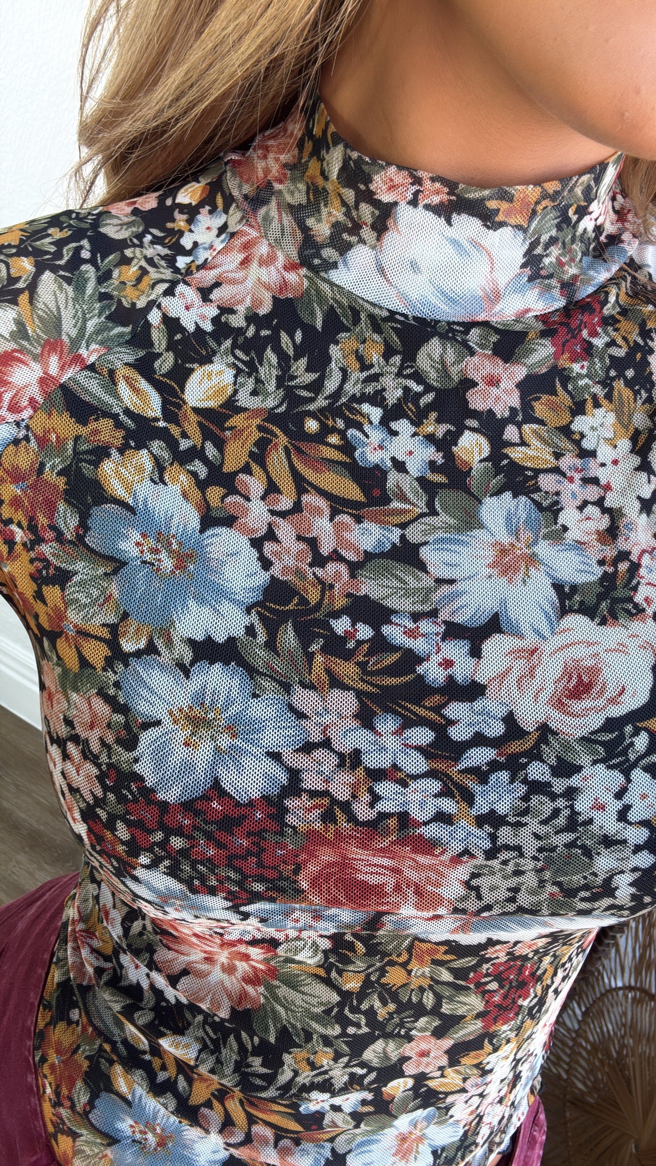Floral Print Mesh Top, Black – Everyday Chic Boutique