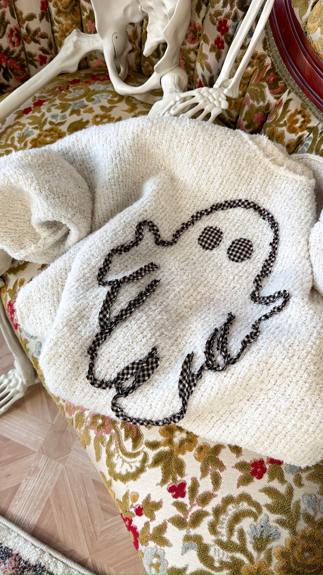 Ghostly Gingham Sweater, Ivory