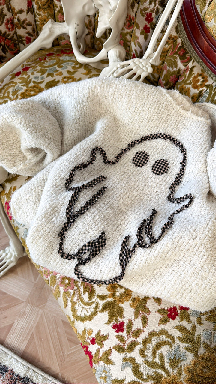 Ghostly Gingham Sweater, Ivory