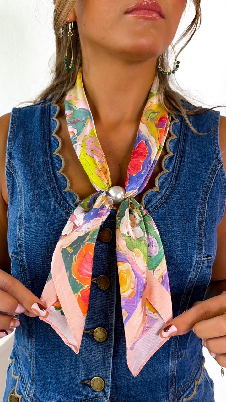 Bright Bandana Necklace, Lt.Pink/Orange