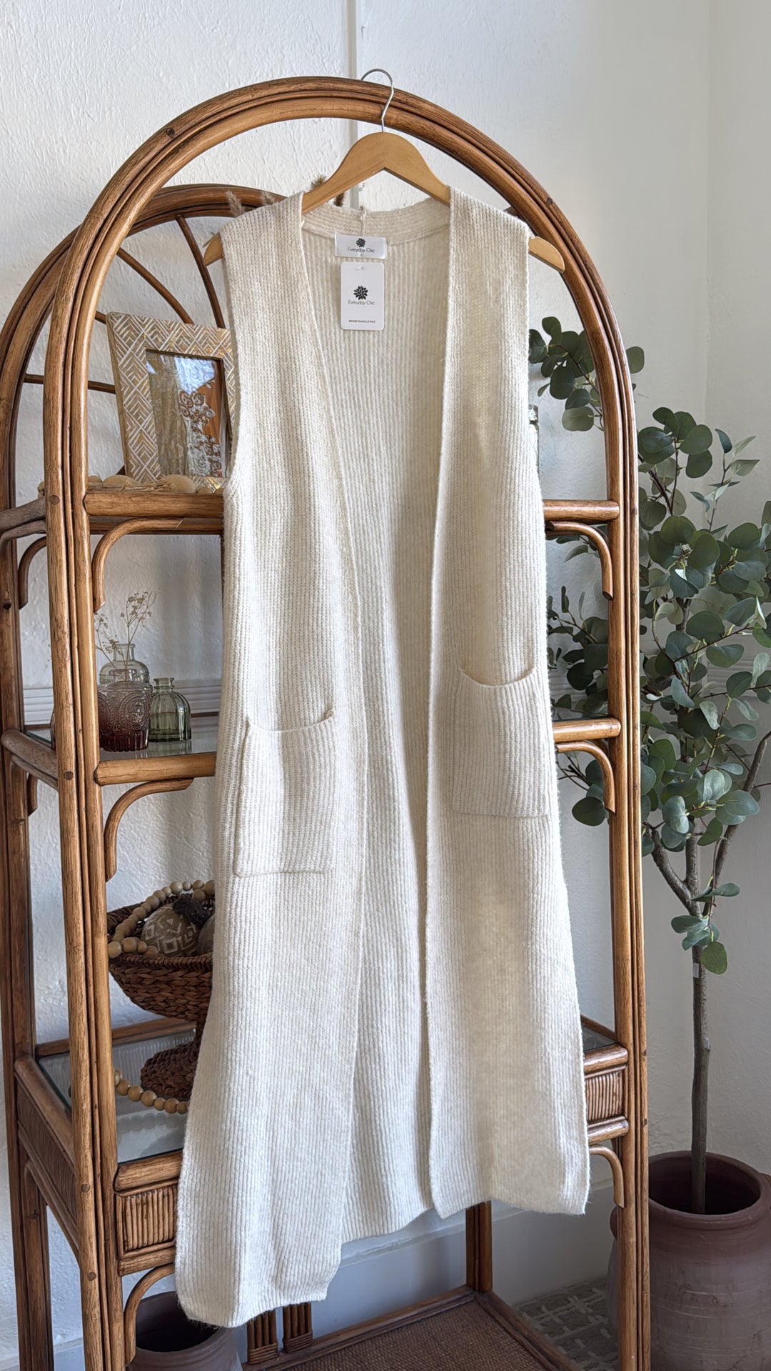 Glacier Drift Knit Duster, Champage