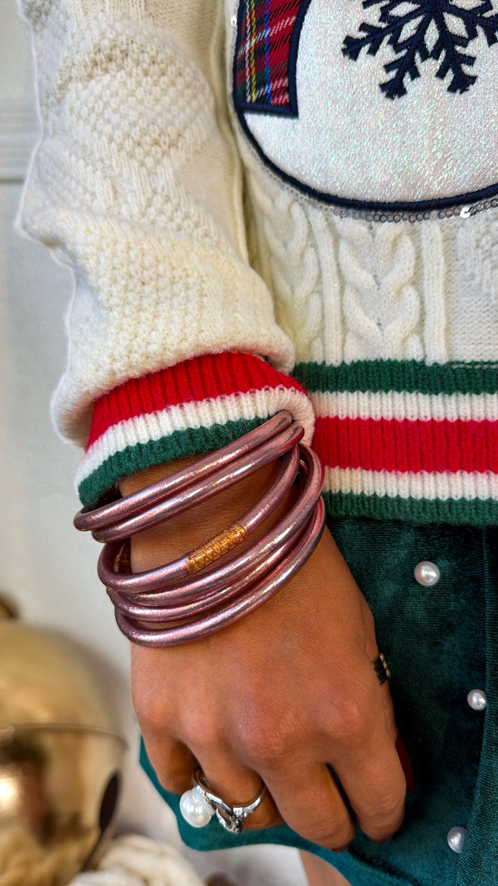 BuDhaGirl: Rose Gold All Weather Bangle (Set of 6)- Serenity Prayer