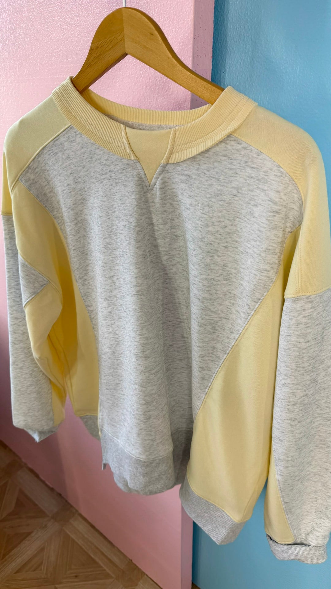 Sunny Street Crewneck, Soft Yellow & Grey