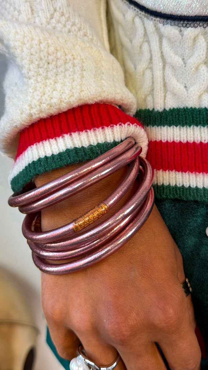 BuDhaGirl: Rose Gold All Weather Bangle (Set of 6)- Serenity Prayer
