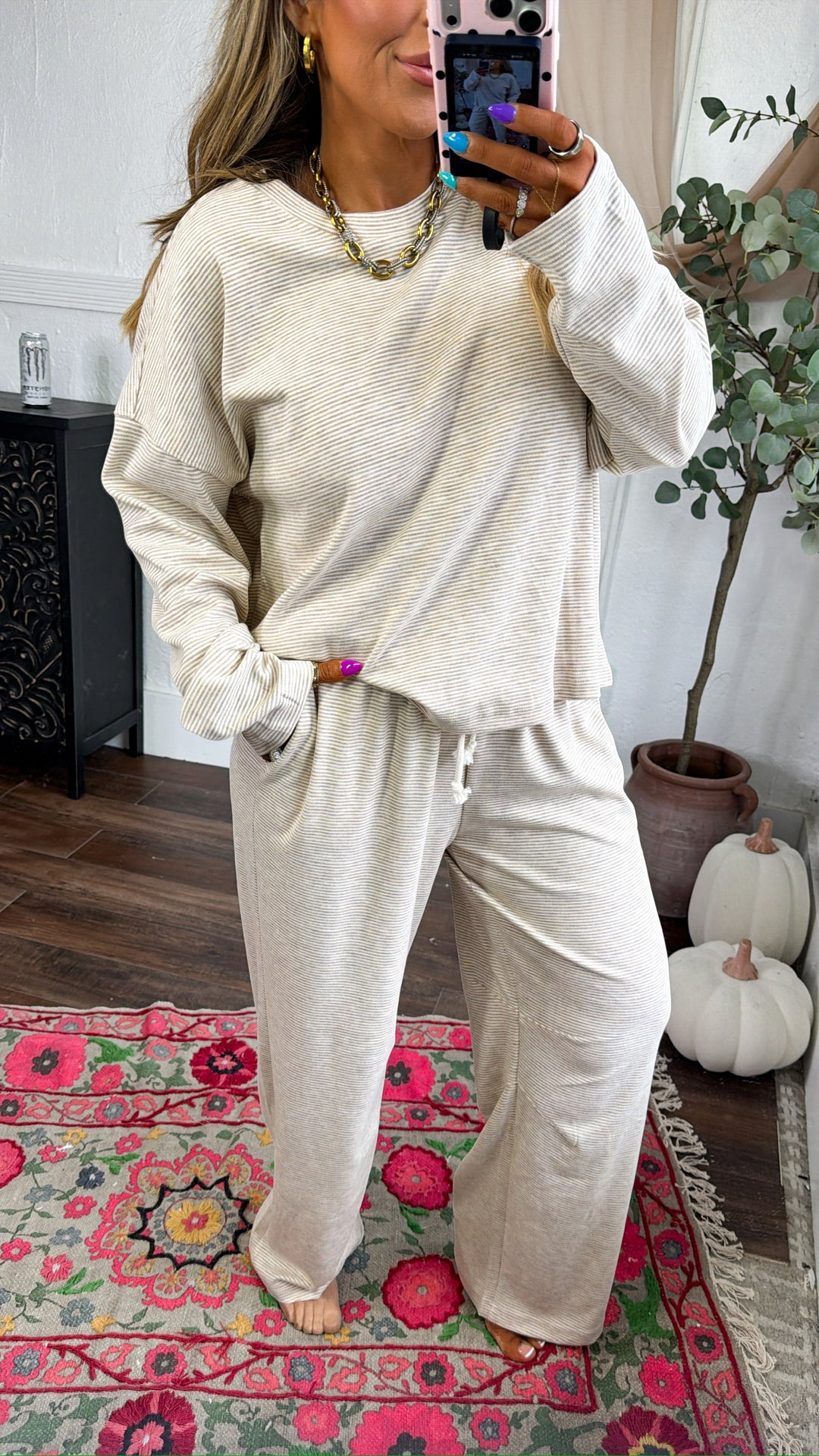 Day Blinks Two Piece Set,Taupe/ Cream