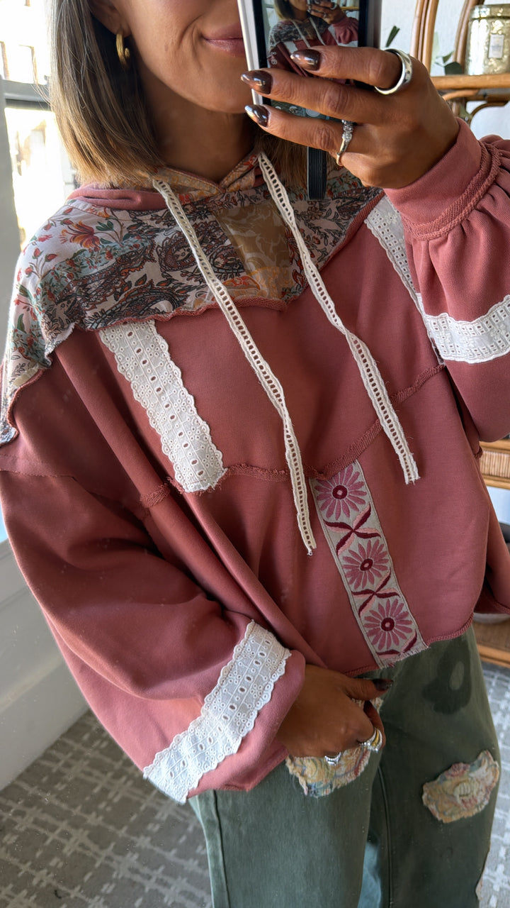 Sugar Stitch Hooded Sweater, Ginger