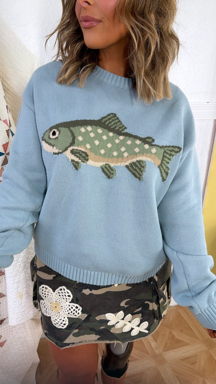 Fin & Tide Sweater, Light Blue