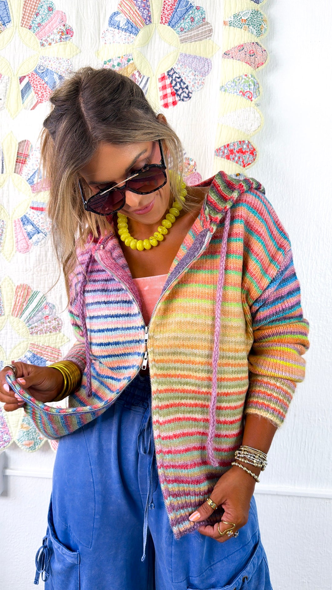All I Ask Stripe Sweater, Sky/Purple
