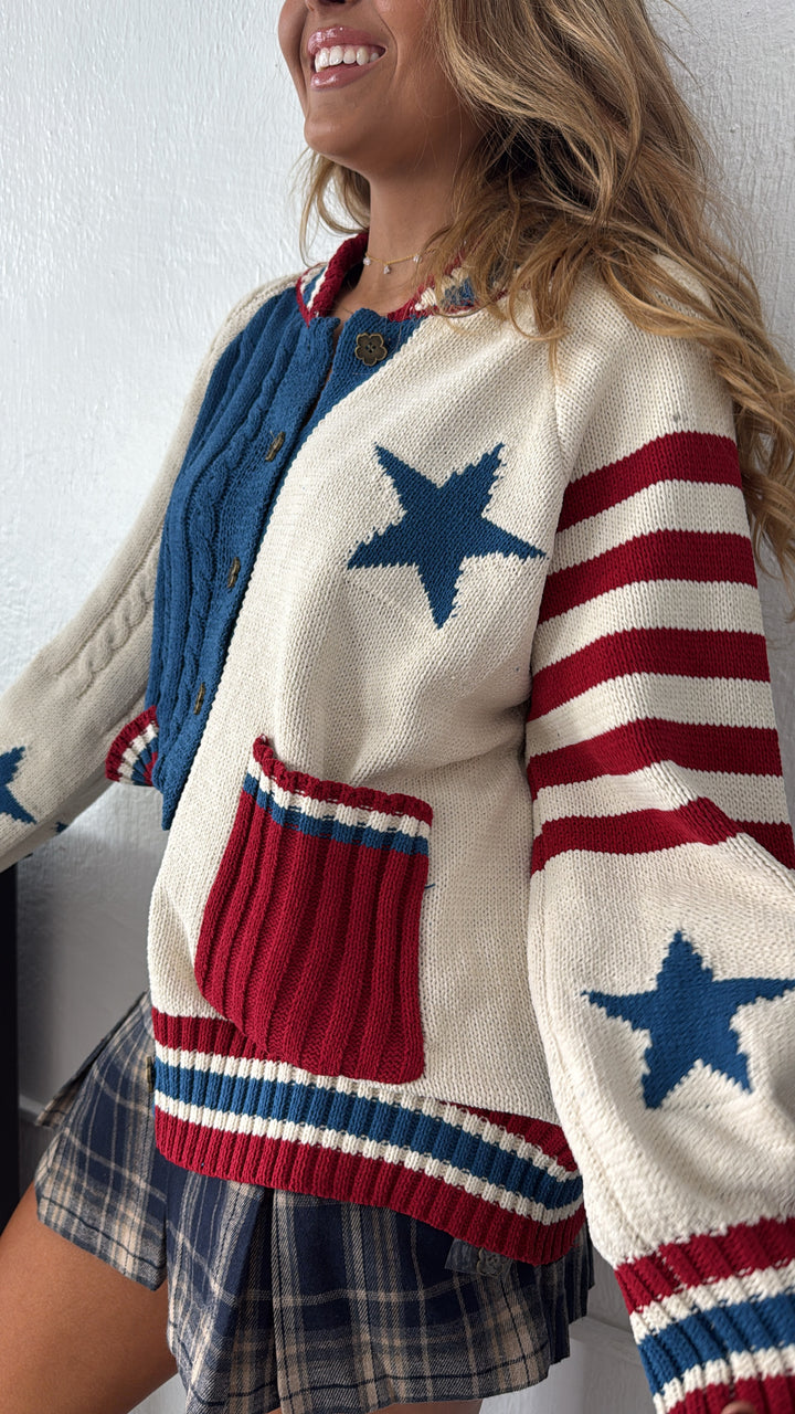 Willow Haven Knit Cardigan, Cream Multi