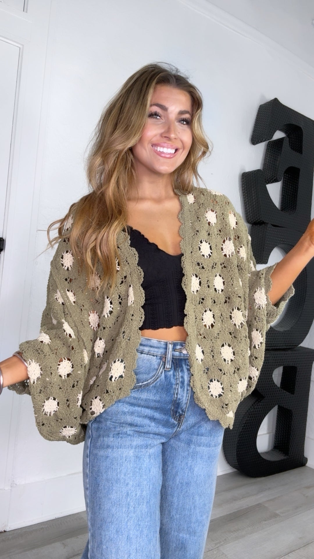 Harvest Drape Cardigan, Olive/Almond
