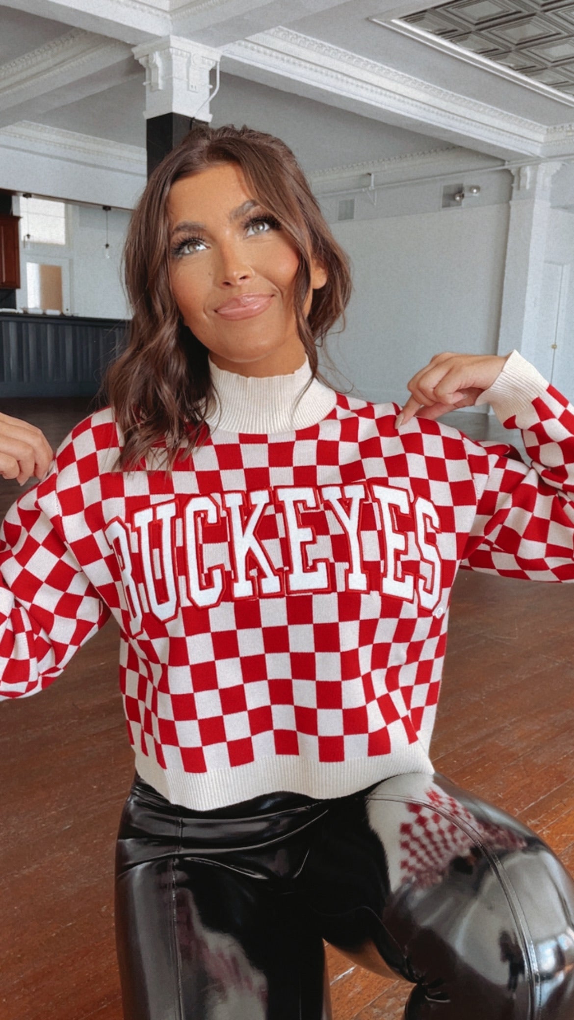 Ohio Checkered Mock Neck Sweater, Red – Everyday Chic Boutique