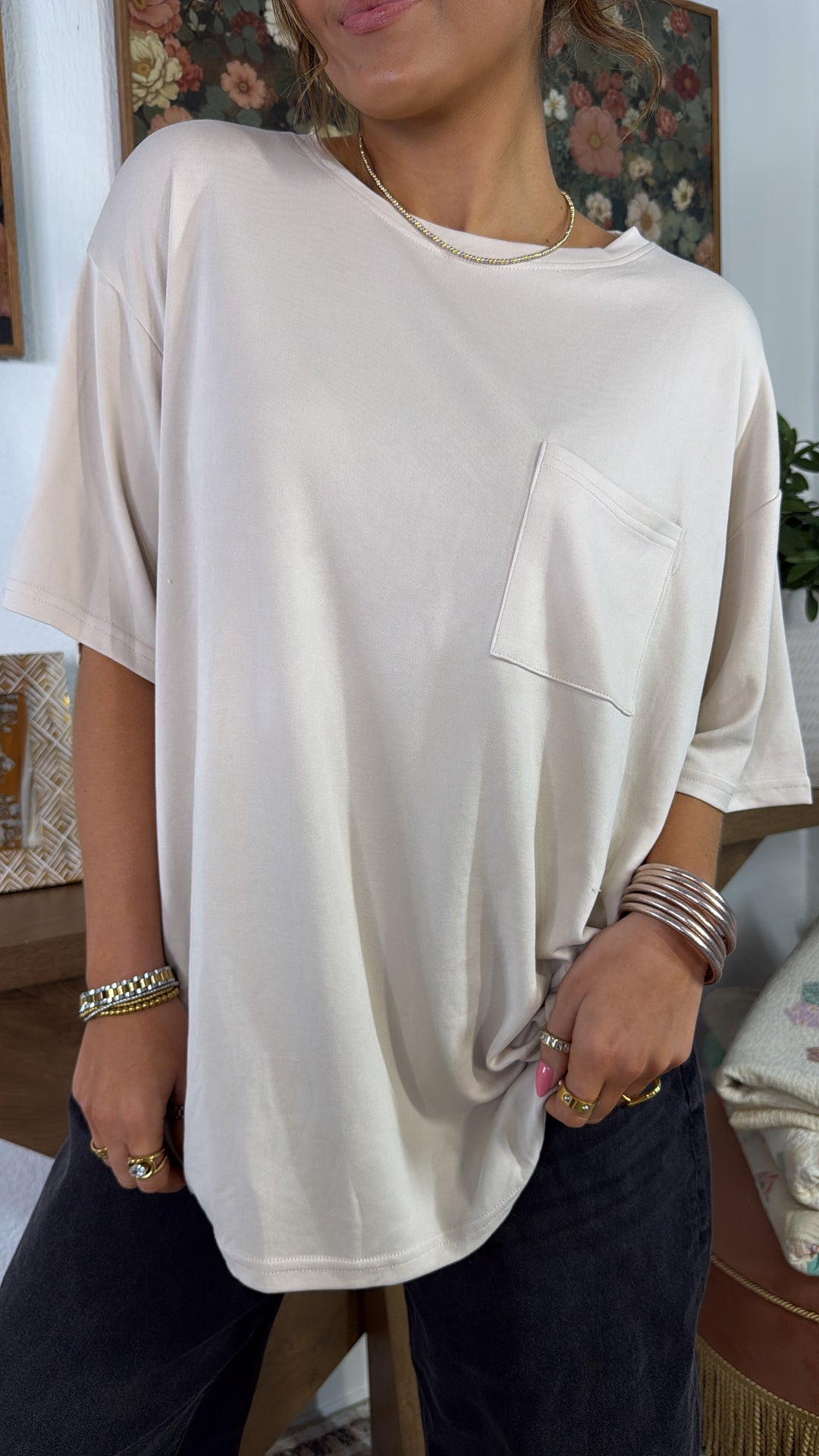 Lenny Basic Pocket Tee, LT. Taupe