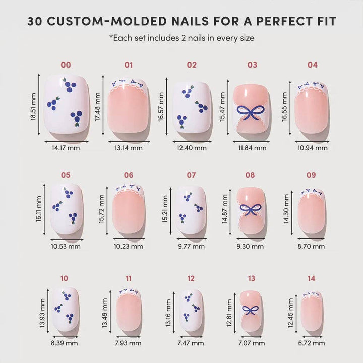 Blue A Kiss Press-On Nails | Short Squoval Valentine Ribbons
