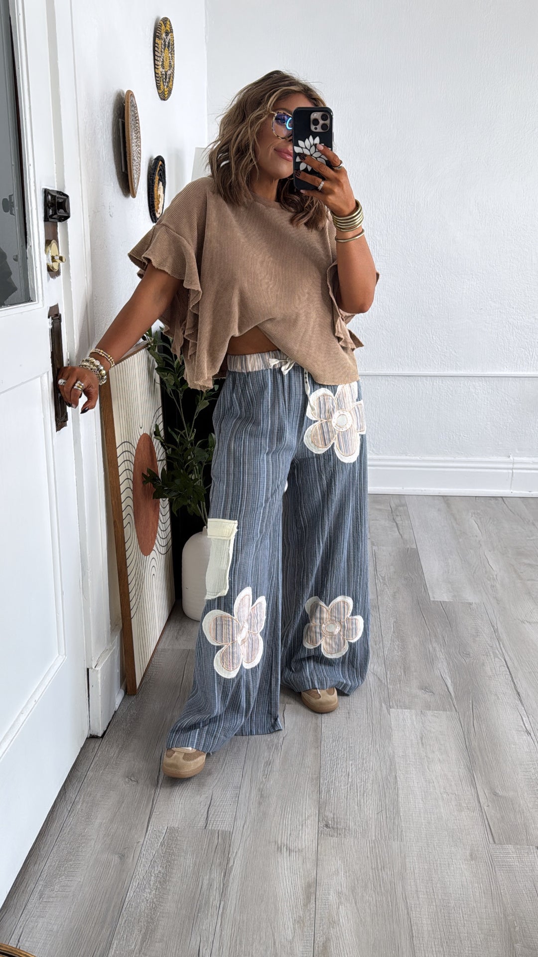 Isla Floral Pant, Navy Multi